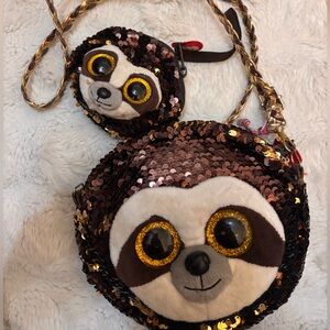 Ty Sequin Sloth Bag Set - Brown and Gold